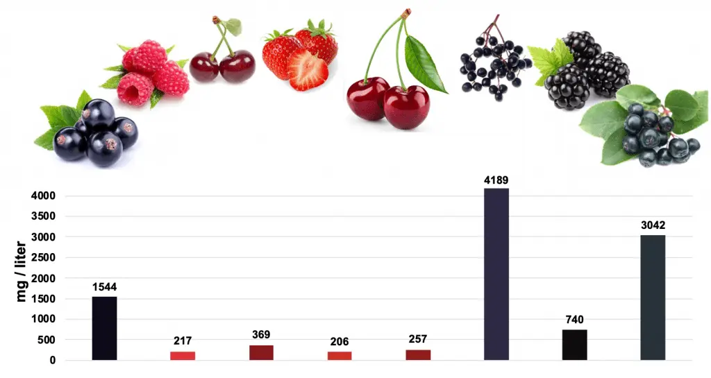 anthocyanin content of fruits elderberry